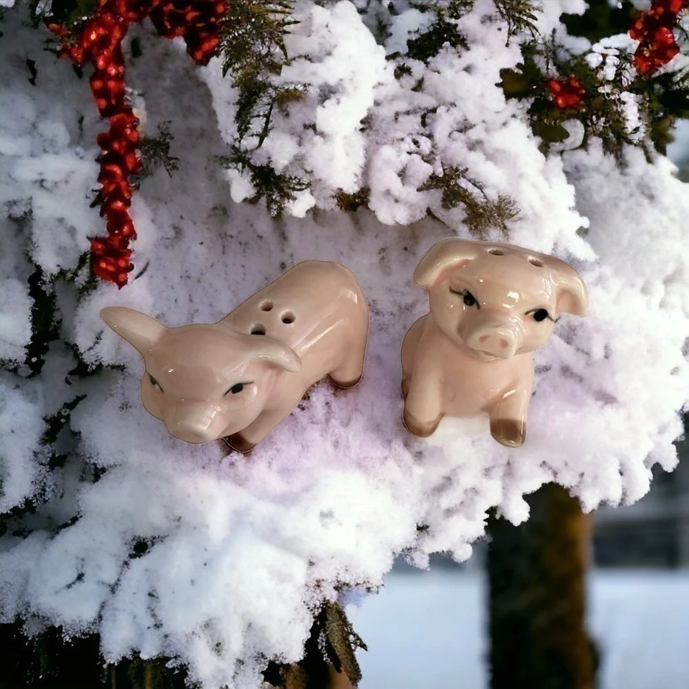 Salt & Pepper mini ceramic shakers 🐖 🐷